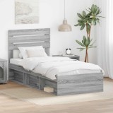 Cumpara ieftin Cadru de pat Sonoma gri 75 x 190 cm Lemn de pin masiv