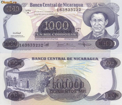 NICARAGUA 500.000 (1.000) cordobas 1985 UNC!!! foto