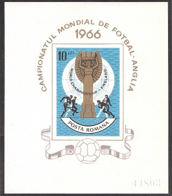 Romania 1966, LP 628 - Campionatul Mondial de Fotbal, Anglia, colita,MNH foto