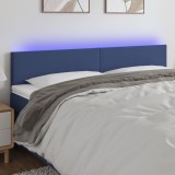 VidaXL Tăblie de pat cu LED, albastru, 180x5x78/88 cm, textil