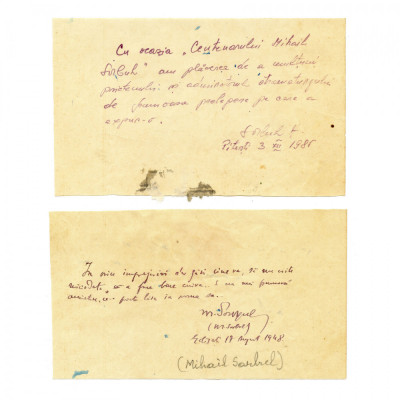 Mihail Sorbul, două bilete olografe foto