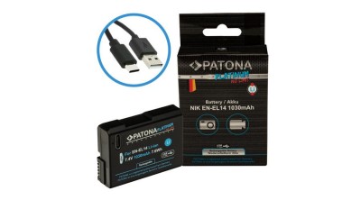 Baterie PATONA Platinum cu intrare USB-C pentru Nikon Nikon EN-EL14 D3100 D5100 P7000 foto