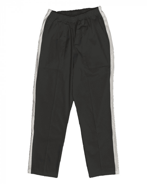 Pantaloni Medicali Pe Stil, Negri cu dunga Alba cu Elastan cu Elastic - 3XL, talia-2-96cm