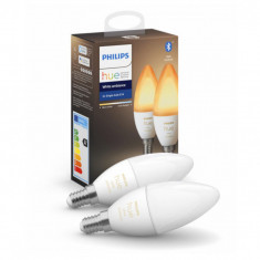 Set 2 Becuri LED Philips HUE White Bluetooth 5.2W(40W) E14 B39 470lm Lumina Alba Calda-Rece foto