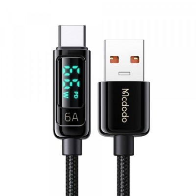 Cablu Date si Incarcare USB-A - USB-C McDodo CA-8690 Display, 66W, 1.2m, Negru foto