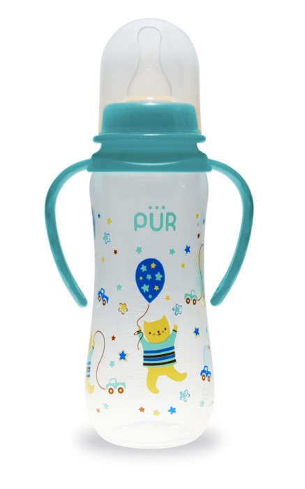 PUR 9014 &ndash; BIBERON CU DESEN SI MANERE +6 LUNI, 250ML