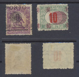 1919 ROMANIA Banat emisiunea Timisoara 2 timbre porto erori sursarj deplasat MLH, Nestampilat