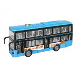 Autobuz supraetajat cu sunete, lumini si functie usi deschise 28 cm albastru, Oem