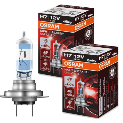 Set 2 Buc Bec Osram H7 12V 55W Night Breaker Unlimited 64210NBU foto