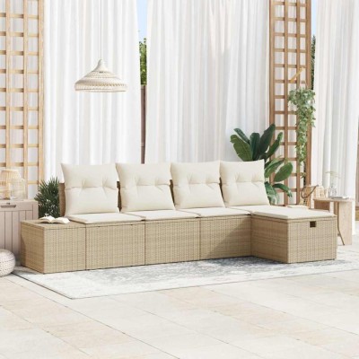 vidaXL Set de canapele pentru grădină 5 pcs Bej 55 x 62 x 69 cm 3360692 foto