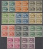Austria 1918 seria neemisa de ocupatie in Romania (supratipar BANI pe timbre militare austriece) 11 valori MNH in bloc de 4, Nestampilat