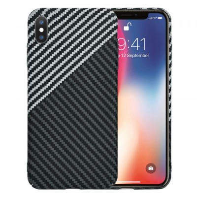 Husa pentru Apple iPhone XS / X, Techsuit, Carbonite FiberShell, Gri foto