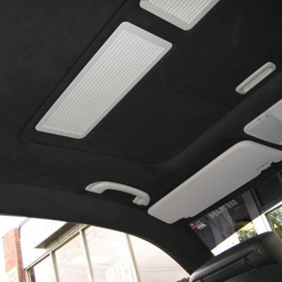 Material pentru reconditionare plafon auto, material textil cu spate buretat, culoare Neagra, dimensiune 2m x 1,70m foto
