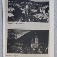 BRASOV , CASA SFATULUI SI CETATUIA , BISERICA NEAGRA , FOTO MONTAJ , CARTE POSTALA , INTERBELICA