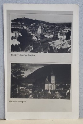 BRASOV , CASA SFATULUI SI CETATUIA , BISERICA NEAGRA , FOTO MONTAJ , CARTE POSTALA , INTERBELICA foto