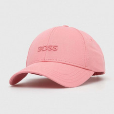 BOSS șapcă de baseball din bumbac culoarea roz, cu imprimeu 50495441