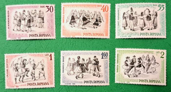 TIMBRE ROMANIA MNH LP626/1966 Dansuri populare - Serie simplă