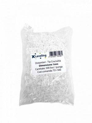 Distantiere ( Cruciulite ) pt. placi - gresie si faianta - Rost 1 mm - 500 buc - XLEV-TS1-500 foto