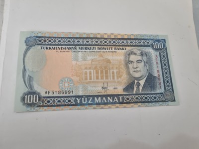 BANCNOTA TURKMENISTAN 100 M 1995 foto