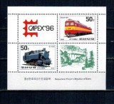 DPR Korea 1996 - Locomotive, Capex, bloc neuzat