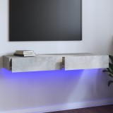 Comodă TV cu lumini LED, gri beton, 120x35x15,5 cm