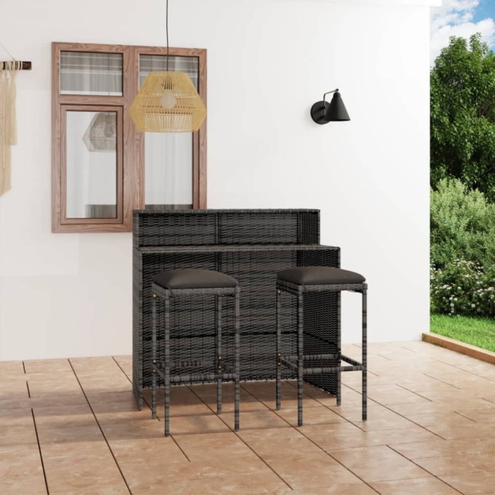 Gossi set mobilier bar de gradina cu perne, 3 piese, gri