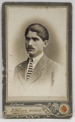 FOTOGRAF L. WAISMAN , BUCURESTI , DOMN CU CRAVATA , FOTOGRAFIE C.D.V. , CCA . 1900 foto