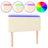Cumpara ieftin Tablie de pat cu LED, crem, 80x5x78/88 cm, piele ecologica