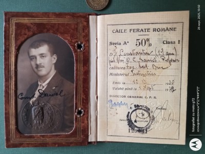 permis CAILE FERATE ROMANE ,document legitimatie Romania Regala , de colectie foto