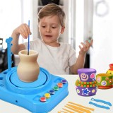 Cumpara ieftin Set olarit electric pentru copii, roata olariului cu argila si culori incluse, model STEM Montessori creativ, pentru modelaj si arta din lut, 38x12.5x