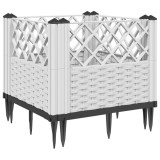 Cumpara ieftin Jardiniera de gradina cu tarusi, alb, 43,5x43,5x43,5 cm, PP