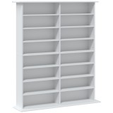 HOMCOM Raft media, 8 niveluri, suport DVD cu 12 polițe reglabile, 16 compartimente, pentru 720 CD-uri, Alb | Aosom Romania