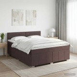 Cumpara ieftin Pat boxspring cu saltea Maro inchis 160 x 200 cm Tesatura