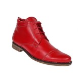 Oferta marimea 41 43- Ghete barbati din piele naturala casual, imblanite, Bond Rosu - LBOND1R