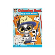 Carte de colorat pentru baieti, cu abtibilduri amuzante, A4, 24 pagini