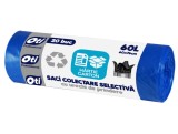 Saci Menajeri OTI pentru Colectare Selectiva, Hartie Carton, Capacitate 60L, 76x60 cm, 20 Buc Rola, Culoare Albastra, Articole Menaj
