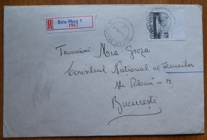 Plic cu scrisoare si foto de la Muzeul Maramuresului , Baia Mare catre Mia Groza
