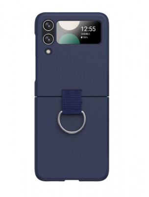 Husa pentru Samsung Galaxy Z Flip 4 din policarbonat cu inel de prindere si protectie pentru camere, Albastru inchis foto