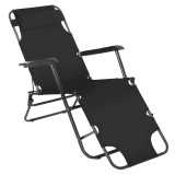 Cumpara ieftin Scaun de gradina pozitionabil, negru Reged 60x105/111x84 cm