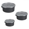 Set Caserole Rotunde, 3 Bucăți, Capac Cu Supapă, Capacitate 500/1000/2000 ml, Gri, Potrivit Pentru Cuptorul cu Microunde, Oem