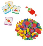 Joc educativ tangram, cu forme geometrice si 24 cartonase, Multicolor, Oem