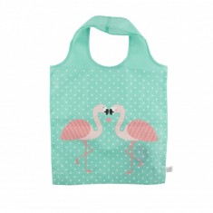 Sacosa pliabila Tropical Flamingo Sass &amp;amp; Belle, 36.5 x 0.2 x 55 cm, poliester, Turcoaz