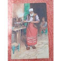 Carte postala, cafenea la Constantinopole, inceput de secol XX