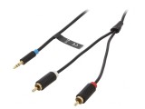 Cablu Jack 3,5mm la RCA x2 3m Aurit Negru