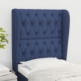 VidaXL Tăblie de pat cu aripioare, albastru, 83x23x118/128 cm, textil