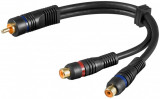 Cablu audio 1xRCA tata - 2xRCA mama contacte aurite 0.2m
