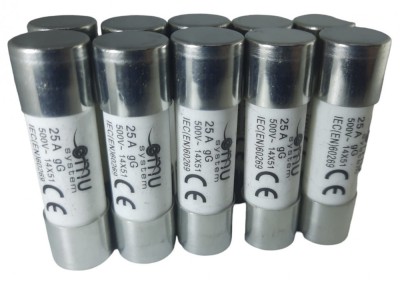 Set 10 sigurante fuzibile cilindrice ceramica 14x51 25A 500V AC gG foto