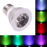 Spot LED E27 3W 16 culori cu reglare si telecomanda, Oem