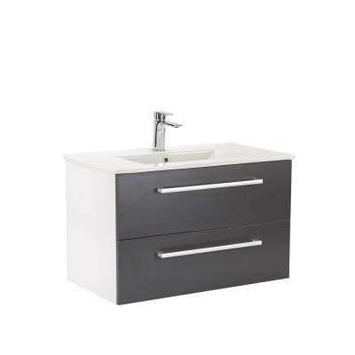 Dulap inferior Vario Clam 80 cu lavoar alb-antracit foto