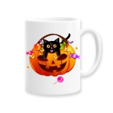 Cana alba personalizata &quot;Halloween pumpkin cat&quot;, INOVATIX&reg;️. 330ml